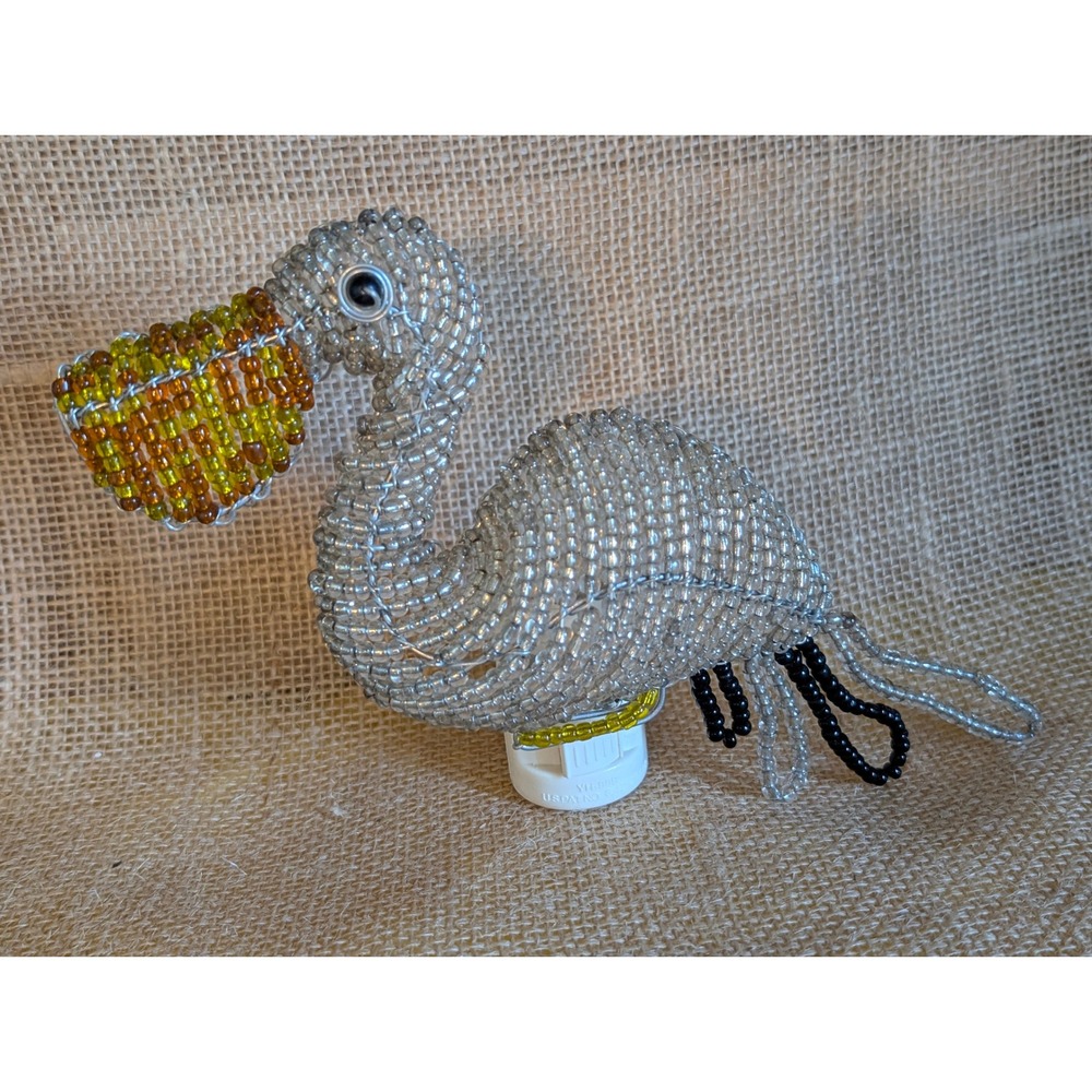 Beadworx by Extol Accessories Pelican Night Light Hand Beaded Haiti Coastal
